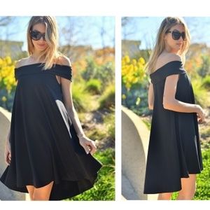 ❌SOLD❌ Black Off the Shoulder Hi Lo Dress